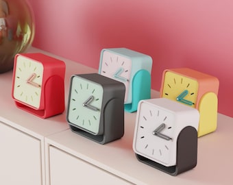Rounded Square Desk Clock Minimalist Modern Clock 3D Printed Soft Edge Clock Contemporary Desk Decor Custom Color Gift