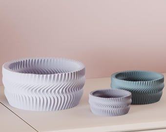Modern Planter – 3D Printed Shallow Geometric Indoor Plant Pot, Custom Color Options