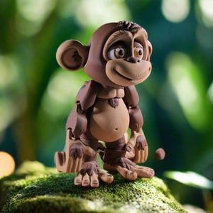 Large 3D Printed Articulated Monkey – Flexible Fidget Toy and Jungle Decor