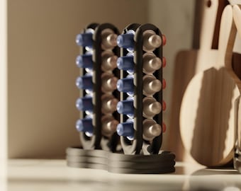 Double Coffee Pod Holder – Modern 3D Printed Nespresso Pod Organizer, Countertop Coffee Capsule Storage, Custom Color Kitchen Décor