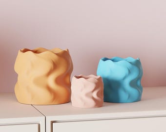 Modern Planter – 3D Printed Geometric Indoor Plant Pot, Custom Color Options