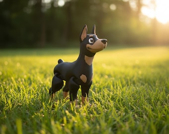 3D Printed Doberman Dog Figurine • Desk Decor Gift • Pet Lover Collectible • Miniature Puppy