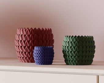 Modern Planter – 3D Printed Geometric Indoor Plant Pot, Custom Color Options