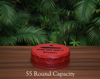 9mm Ammo Case 55 Round | 9mm Ammo Holder Stackable Storage Box | Tactical Ammo Organizer | Custom Color Range Case | Come and Take It Lid