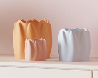 Modern Planter – 3D Printed Tulip Inspired Indoor Plant Pot, Custom Color Options