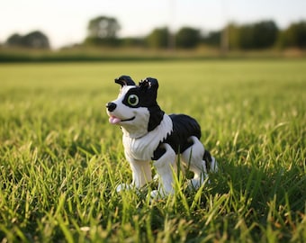 3D Printed Border Collie Dog Figurine • Desk Decor Gift • Pet Lover Collectible • Miniature Puppy