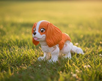 3D Printed Cavalier King Charles Dog Figurine • Desk Decor Gift • Pet Lover Collectible • Miniature Puppy