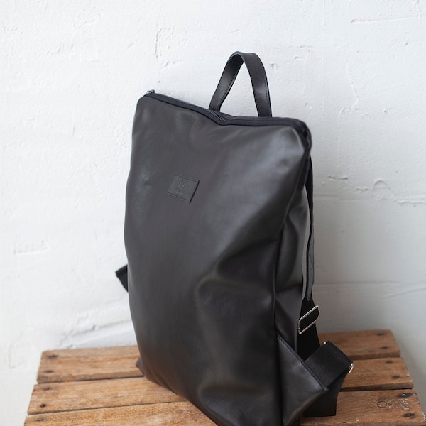 Frauen Schwarz Rucksack, Leder Rucksack, Geschenk für sie, Schulter Rucksack, Reise Rucksack