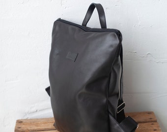 Women Black Backpack, Leather Backpack, Gift for Her, Shoulder Backpack, Travel Backpack