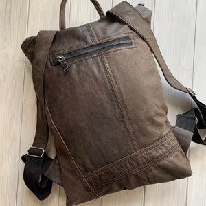 Oversized Leather Backpack Unisex, Extravagant Upcycled Backpack, Unique Leather Backpack Bag image 3