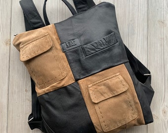 Sustainable Purse Backpack, Black Upcycled Backpack