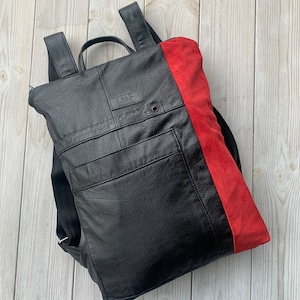 Sac à dos original en cuir recyclé noir
