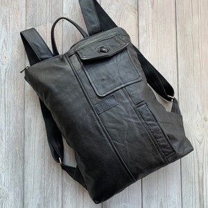 Sac à dos en cuir recyclé, sac à dos de ville recyclé, cartable en cuir sac à dos, sac à dos en veste