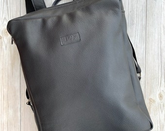 Large Black Leather Backpack