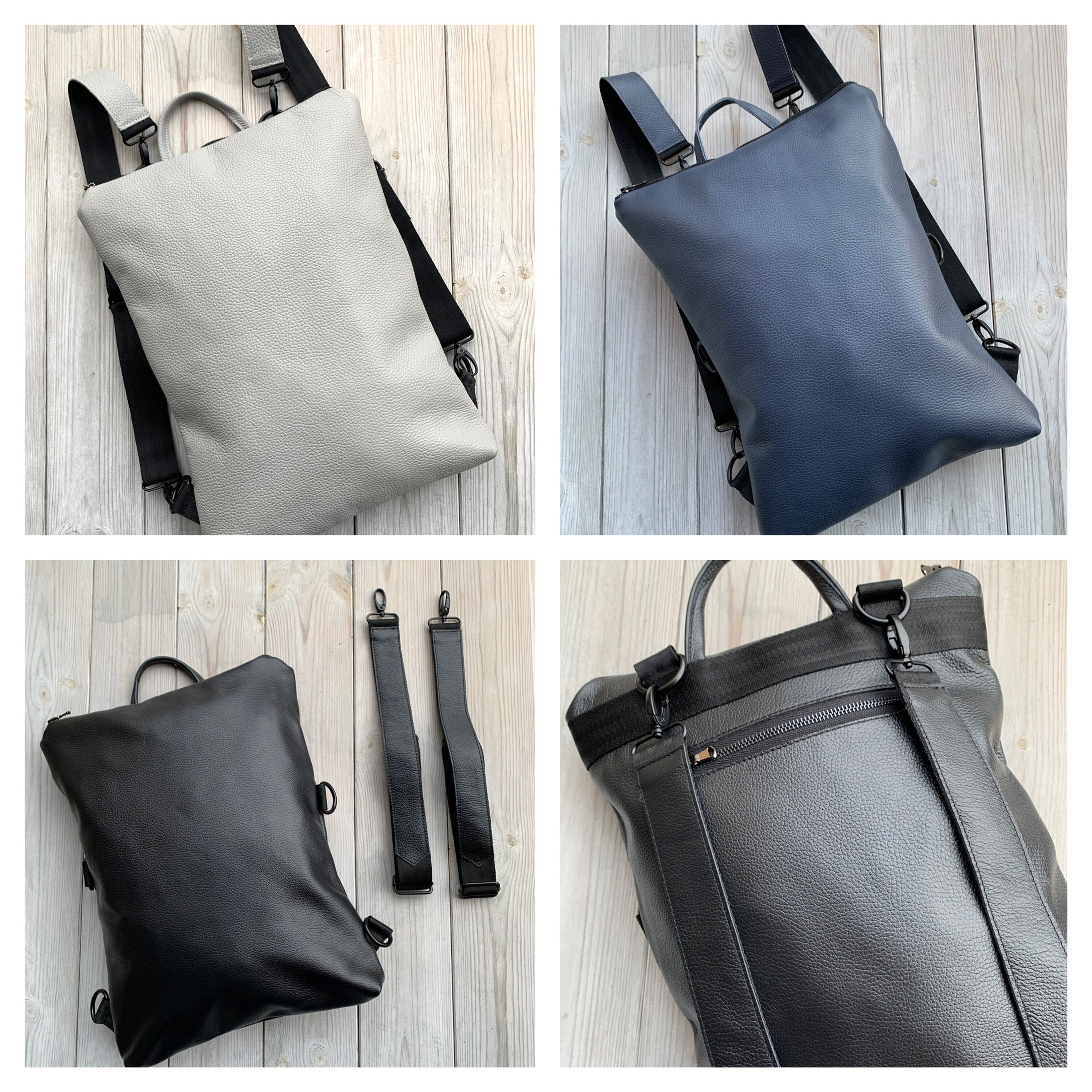 Black Backpack 4 in 1, Convertible Backpack, Backpack 4 Ways 