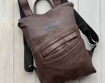 Mini Backpack, Upcycled Backpack, Leather Backpack, Women Backpack, Small Backpack, Shoulder Backpack, Laptop Backpack