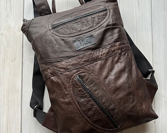 Zaino in pelle marrone
