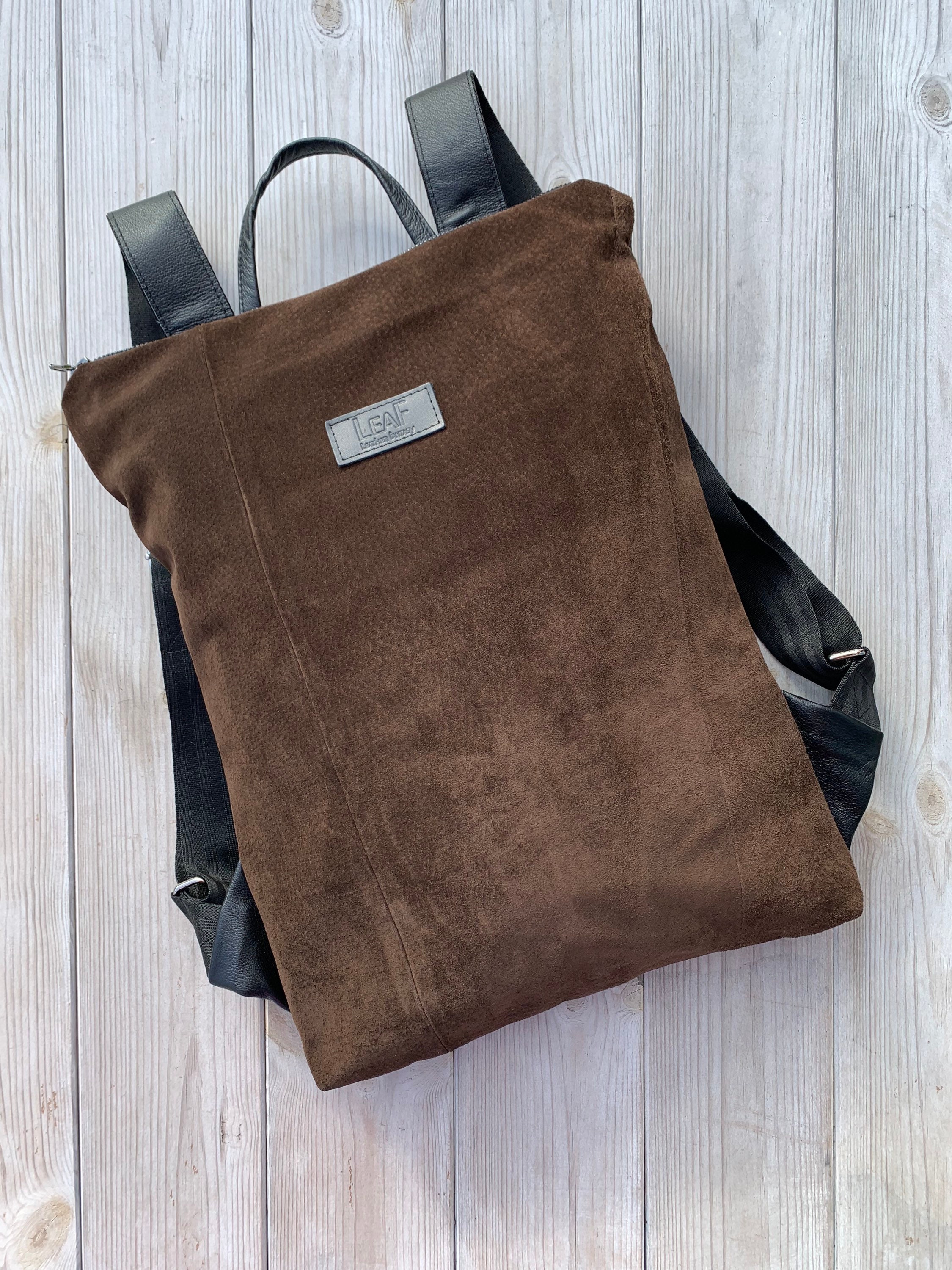 Mens suede backpack cheap