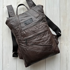 Petit mini sac à dos en cuir recyclé, 13 sacs à dos recyclés pour ordinateur portable, mini sac à dos noir pour femme