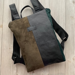 Sac à dos en cuir noir, sac à dos upcycled, sac à dos femme, sac en cuir upcycled, sac à bandoulière noir, petit sac à dos, accessoires femme