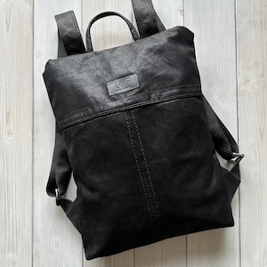 Ethno leren rugzak, schoudertas, clutch rugzak, rugzak met ritssluiting, converteerbare rugzak, geüpcycled leer