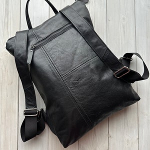 Genuine Leather Backpack 15, Convertible Backpack, Black Backpack Purse ...