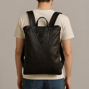 Sac à dos original en cuir recyclé unique en son genre, cadeau sac à dos