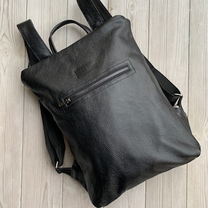 Zaino in pelle da donna, zaino in pelle minimalista, regali per lei, zaino con tasche