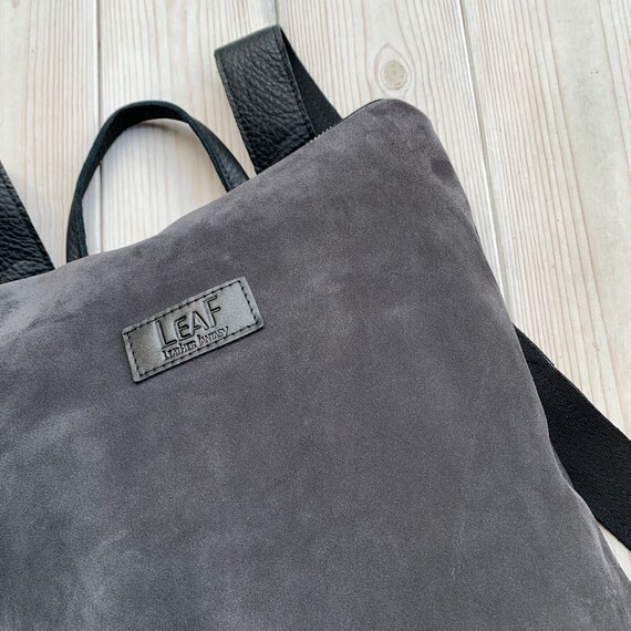 grey suede backpack