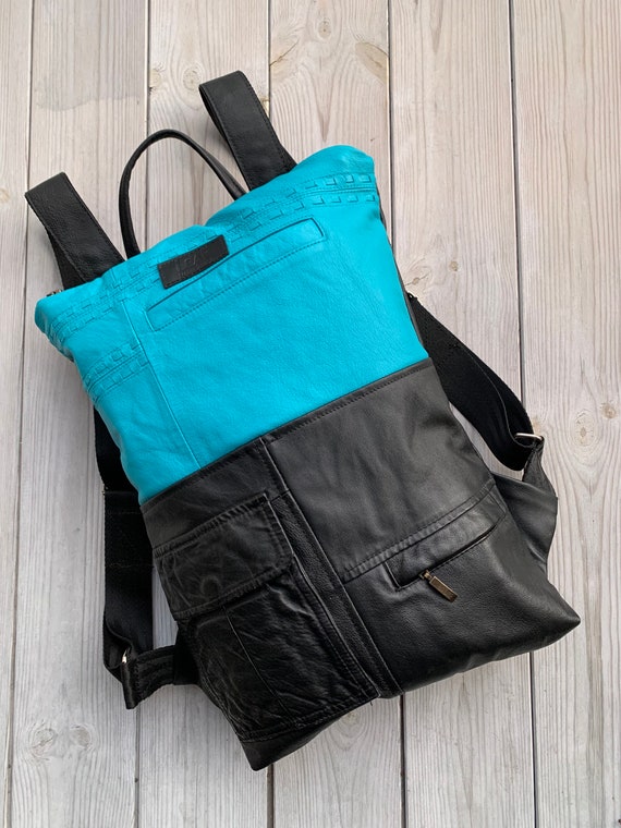 Upcycled Bag Original Black Backpack Purse Light Backpack Etsy