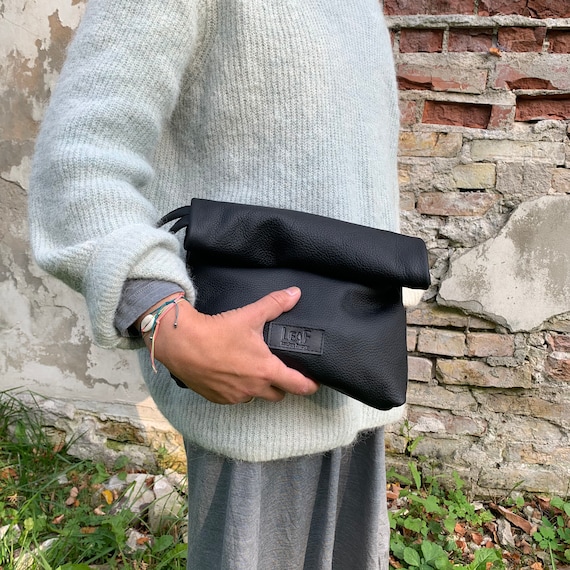 Black Leather Clutch Bag Small Leather Bag Leather Handbag 