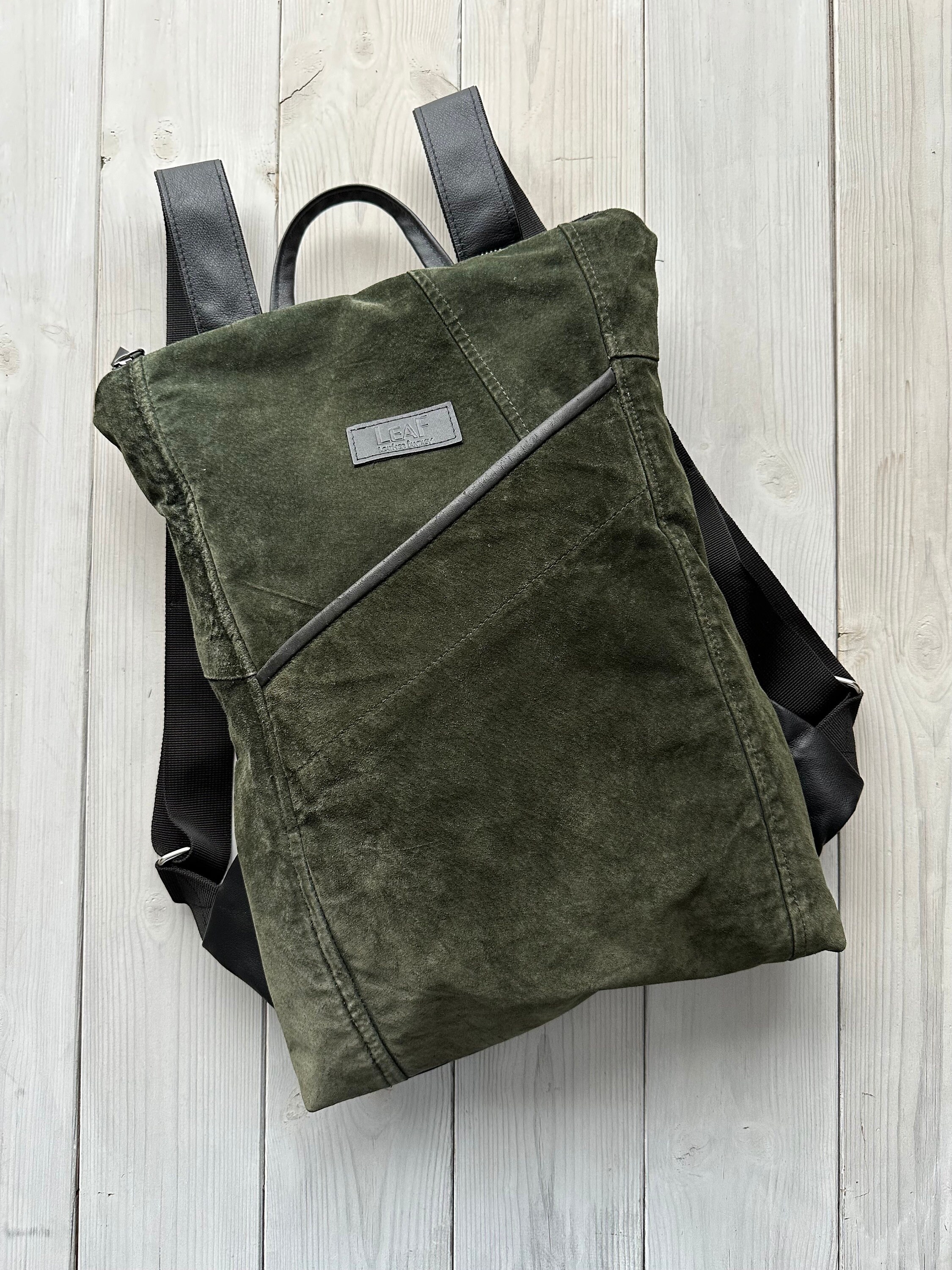 Grey suede backpack hotsell