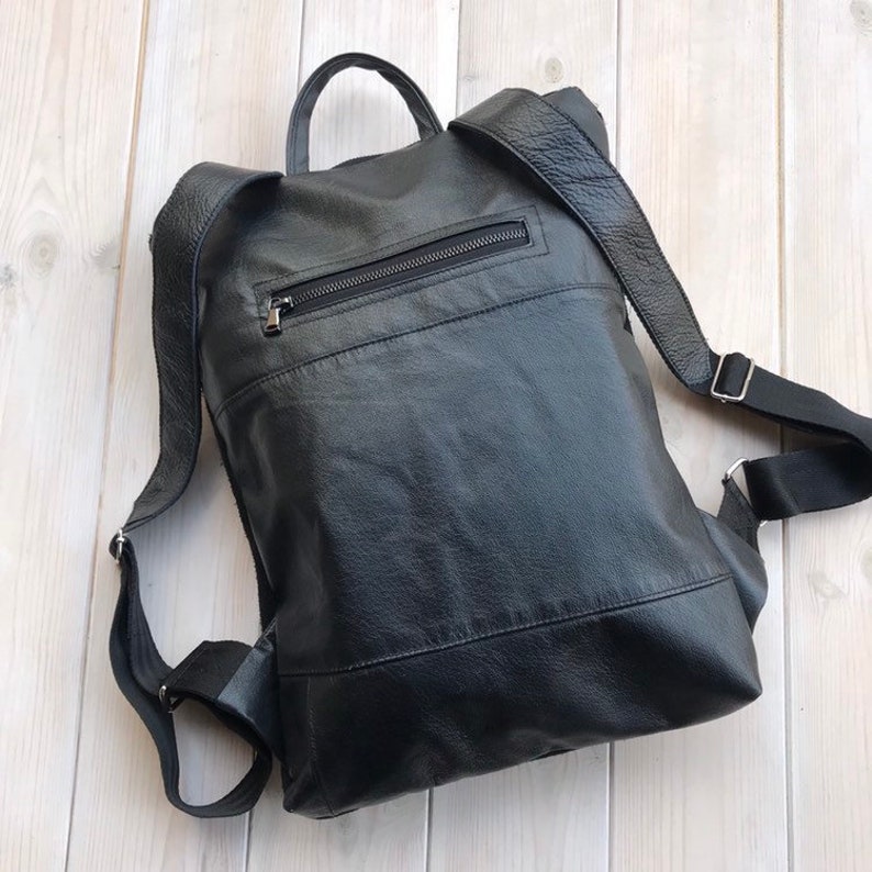 Black Suede Leather Backpack Convertible Backpack Black | Etsy