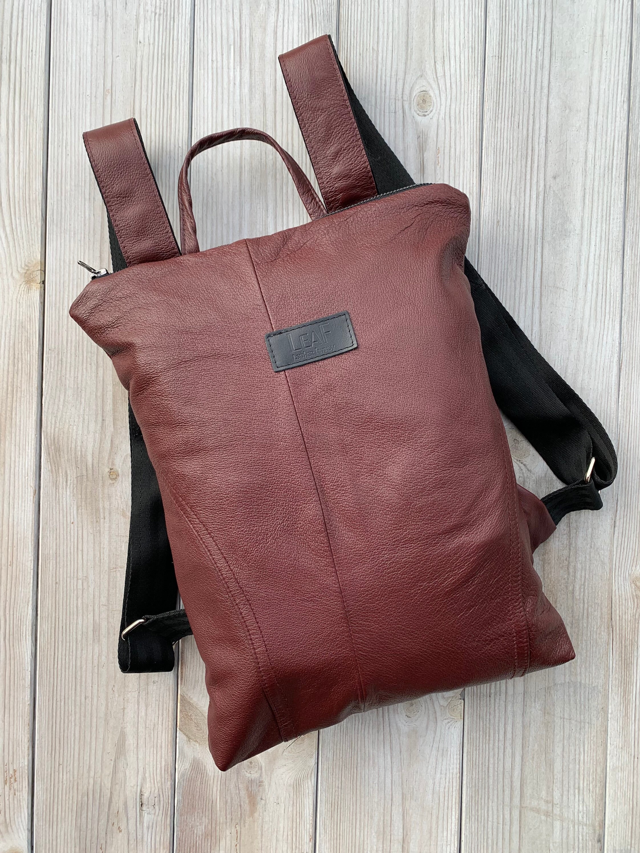 Small Up-cycled Leather Backpack Purse