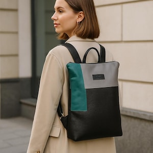 Backpack, Grey Leather Backpack, Purse Backpack, Computer Backpack, Soft Backpack, Backpack purse, Minimalist backpack