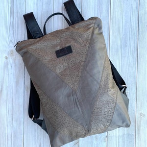 Brown Genuine Leather Backpack, Textured Leather Brown Backpack, Pebbled Leather Backpack