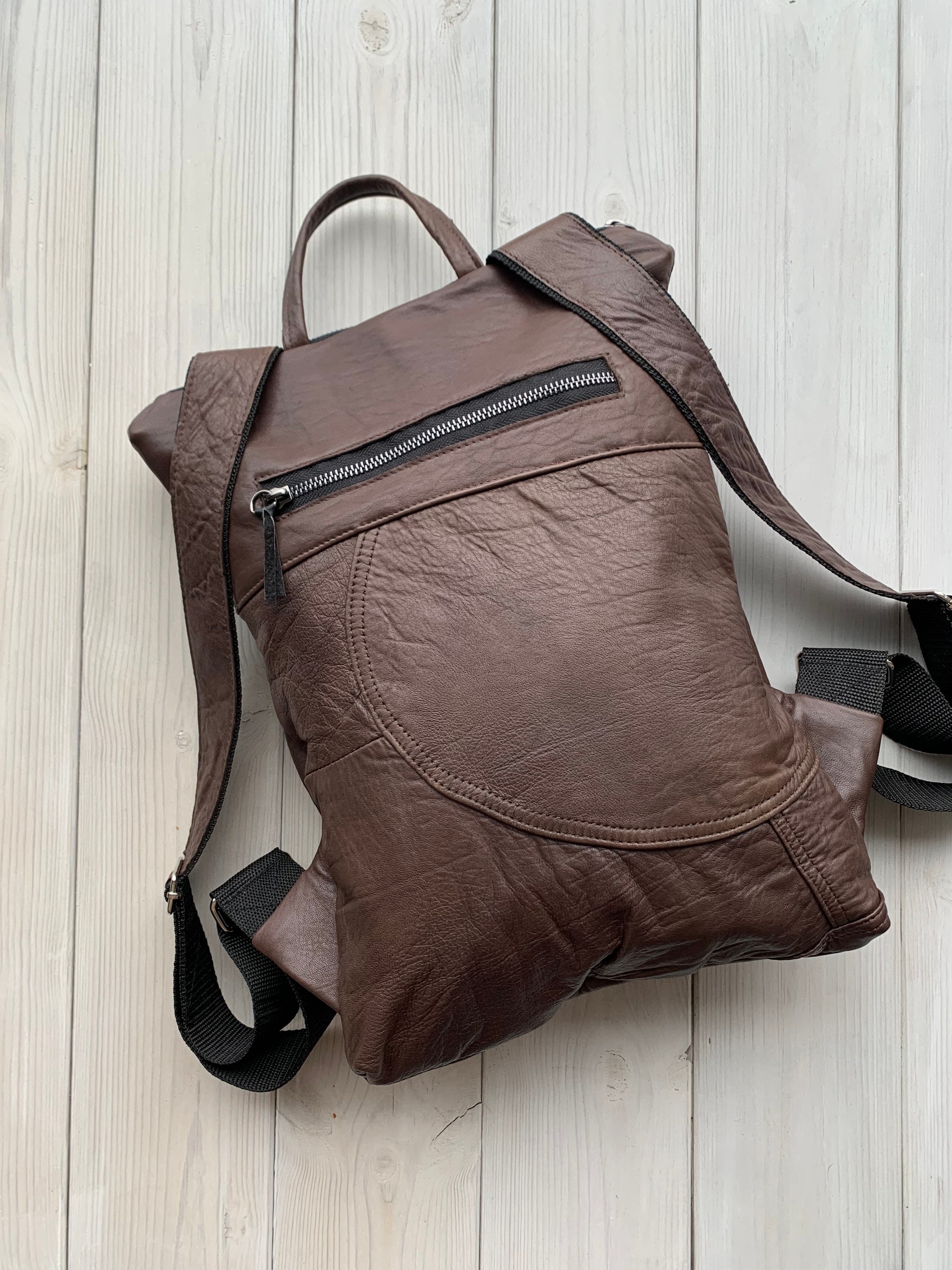 Pre Order your Up cycled Genuine Leather Small backpack Today!? Small Backpack, Leather Backpack, Backpack, Women Backpack  main image 4