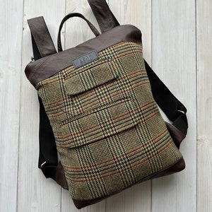 Leather Backpack 13 Laptop | Upcycled leather backpack | Genuine leather backpack | Minimalist backpack