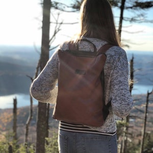 Small Up-cycled Leather Backpack Purse image 5