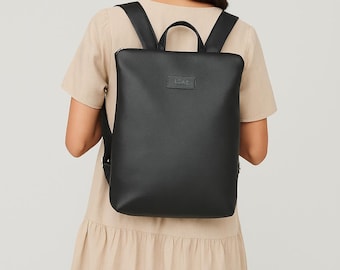 Leather Backpack, Women Backpack Purse, Leather Rucksack Satchel, Black City Backpack, Genuine Leather Backpack