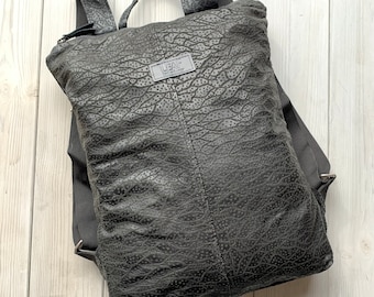 Leather Backpack, Black Backpack, Women Backpack, Laptop Backpack, Shoulder Backpack, Upcycled Backpack, Recycled Backpack, Travel Backpack