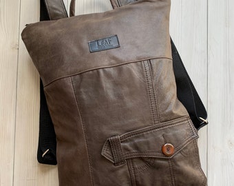 Oversized Leather Backpack Unisex, Extravagant Upcycled Backpack, Unique Leather Backpack Bag