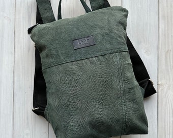 Upcycled Leder Rucksack, Recycling Leder Rucksack, Frauen Handtasche, Leder Rucksack, Geldbörse Rucksack, Leder Umhängetasche, Geschenk für Sie