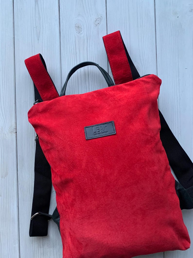 Two Color Backpack Leather Suede Backpack, Two Colors Backpack, Leather Rucksack, Laptop ...