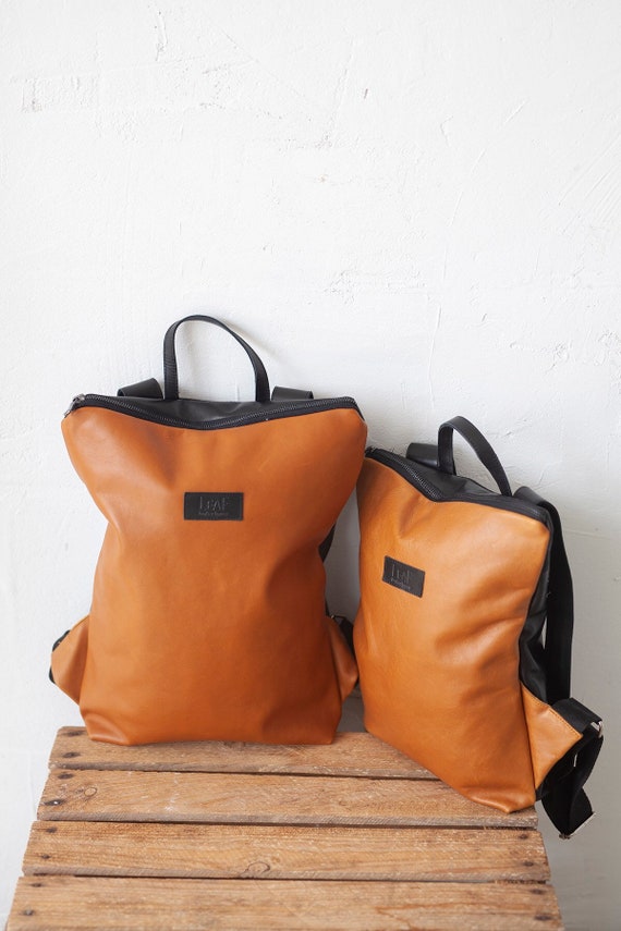 recycled leather backpack