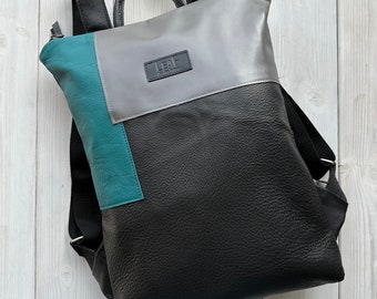 Backpack, Grey Leather Backpack, Purse Backpack, Computer Backpack, Soft Backpack, Backpack purse, Minimalist backpack