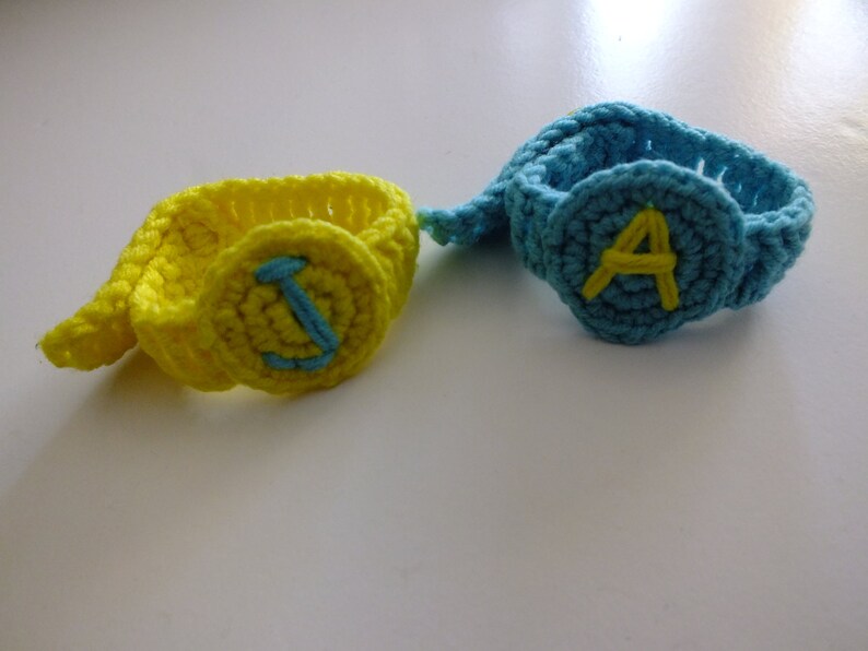 Twin ID Bracelets With Initial crochet Adjustable Baby Etsy