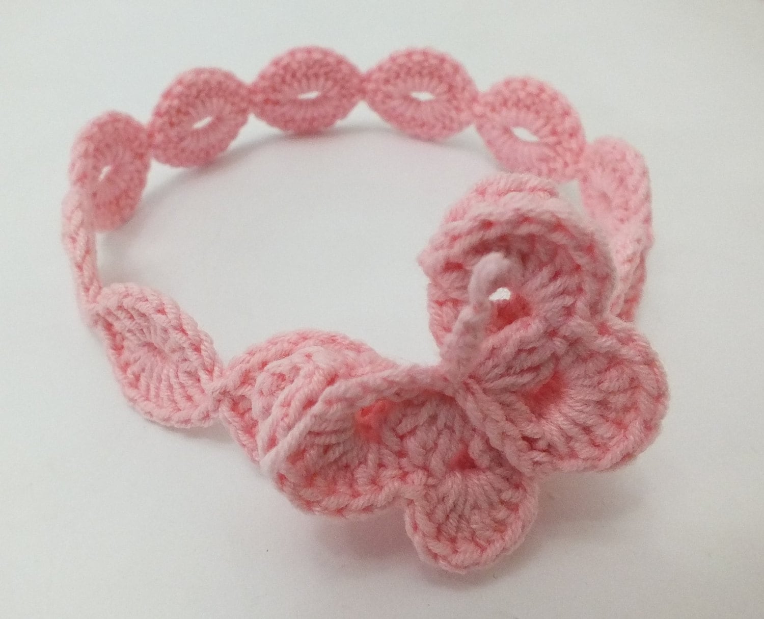 Crochet Butterfly Headband pink baby headband Baby Etsy