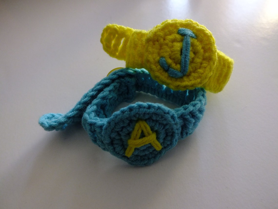 Twin ID Bracelets With Initial crochet Adjustable Baby Etsy