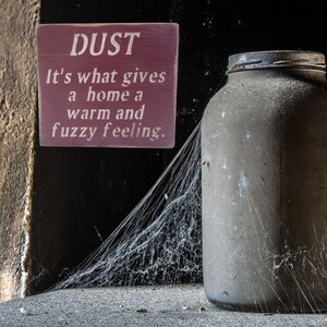DUST Funny Wood Sign: Distressed Primitive Home Decor (5.5&quot; x 5.5&quot;)
